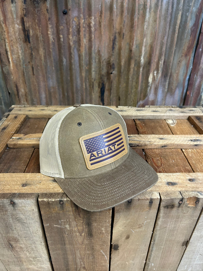 Ariat Leather Flag Patch Hat