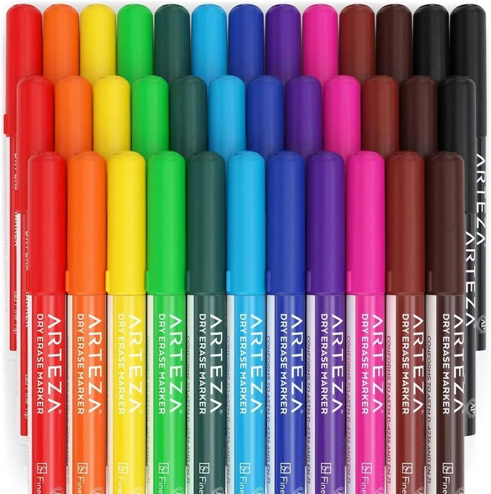 Arteza® Dry Erase Markers Set, Fine Tip Set of 36