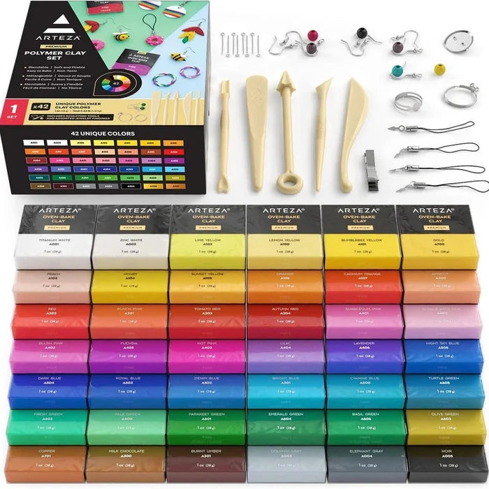 Arteza® Oven Bake Clay, Tools, & Accessories Set, 42 Colors