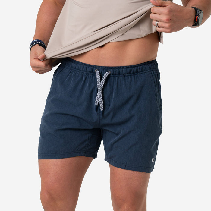 Athletic Short - Heather Navy - American Flag Liner