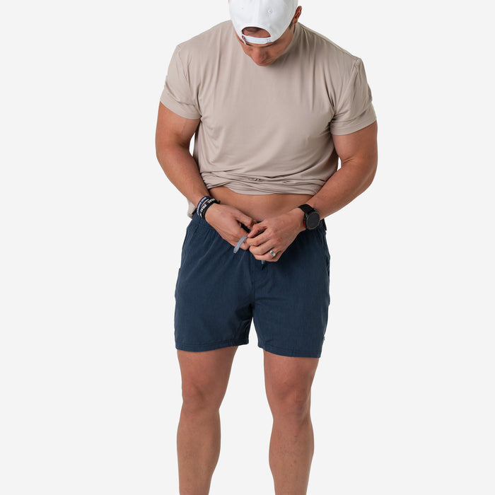 Athletic Short - Heather Navy - American Flag Liner
