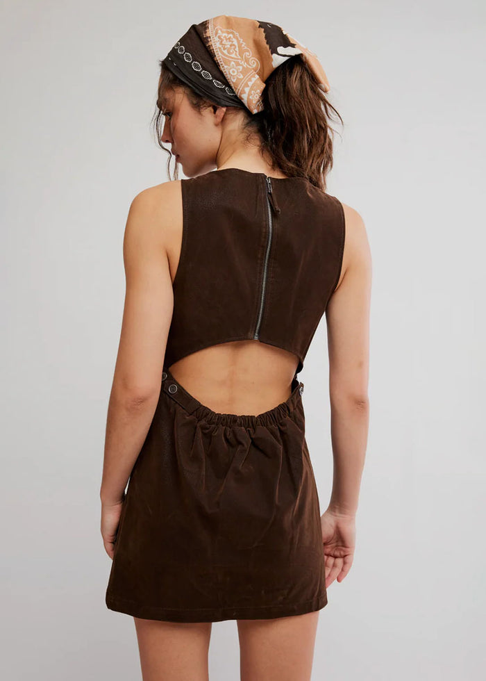 Atlas Suede Mini Dress - Chocolate