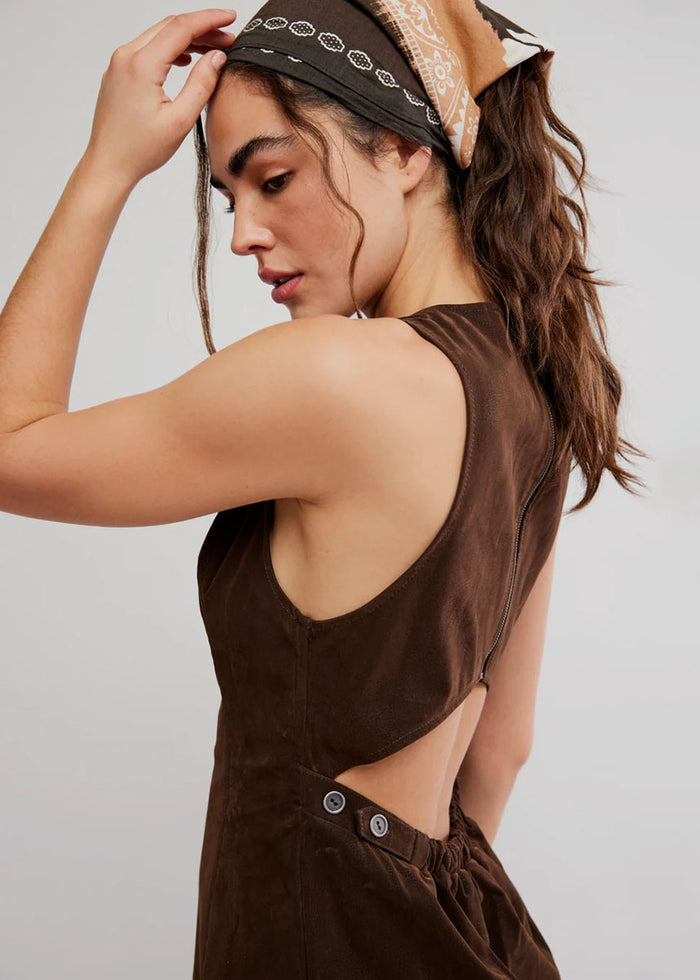 Atlas Suede Mini Dress - Chocolate