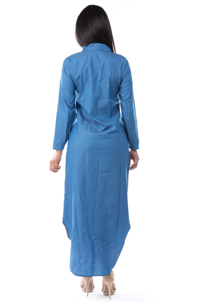 Audrey Denim Shirt Dress - SexyModest Boutique