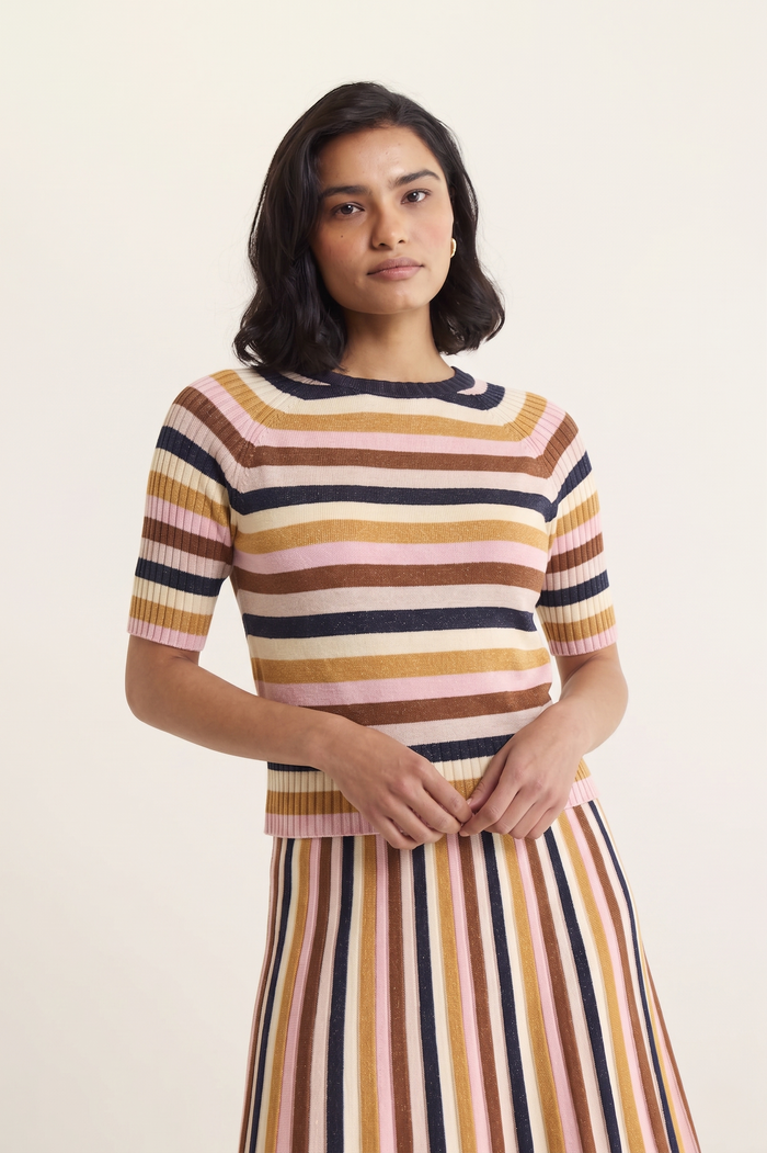 Avenue Lurex Top  In Nutmeg