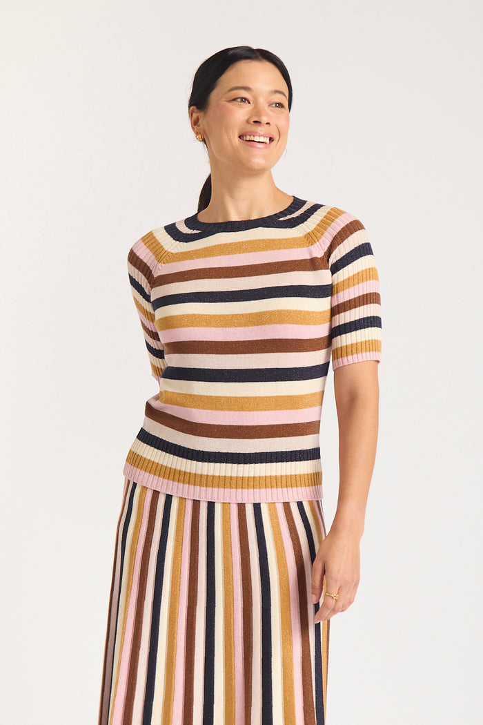 Avenue Lurex Top  In Nutmeg