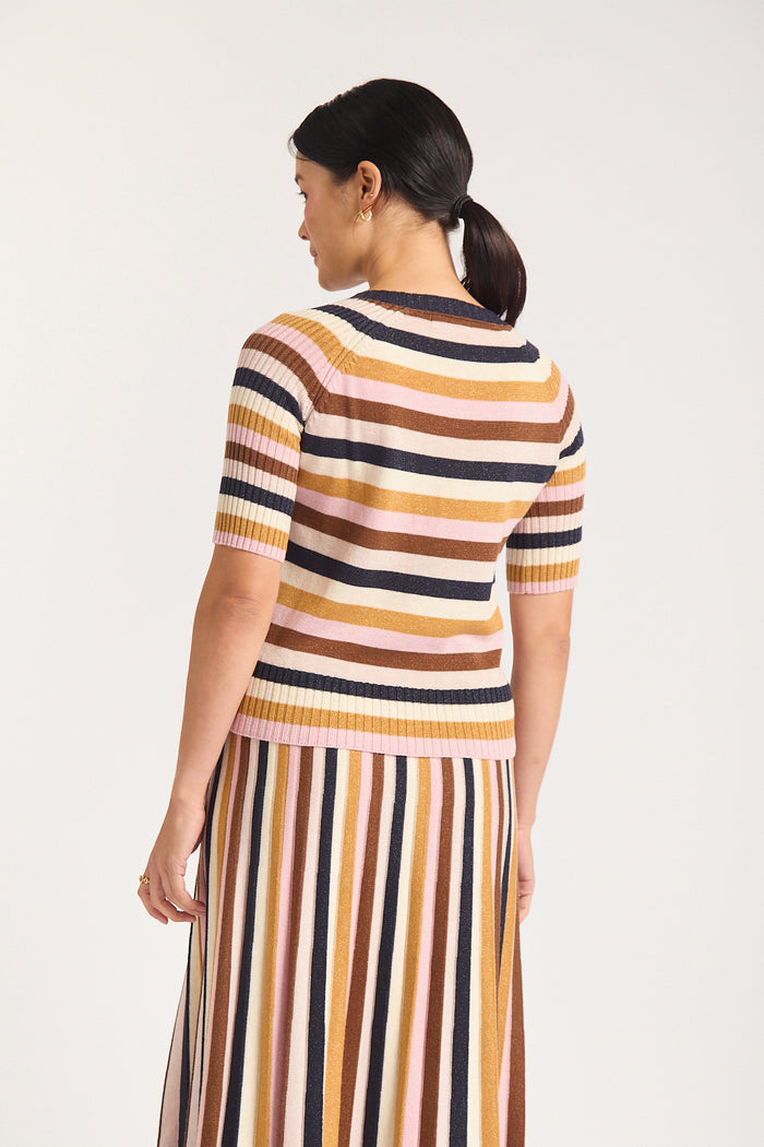 Avenue Lurex Top  In Nutmeg