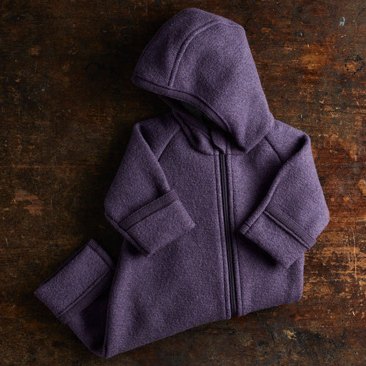 Baby & Kids Boiled Merino Wool Zip Overall - Aubergine