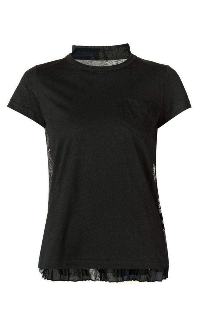 Sacai Back Pleat Black T-shirt - Runway Catalog