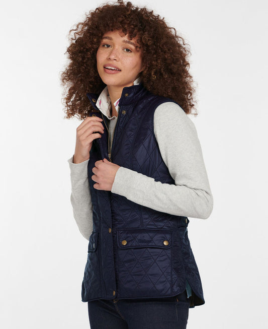 Model in the Barbour Wray Gilet Vest - Navy