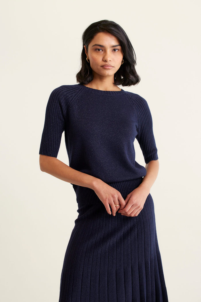 Barney Lurex Top In Navy