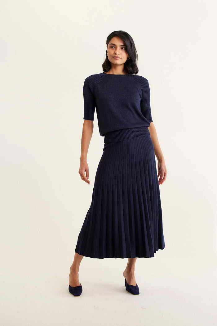 Barney Lurex Top In Navy