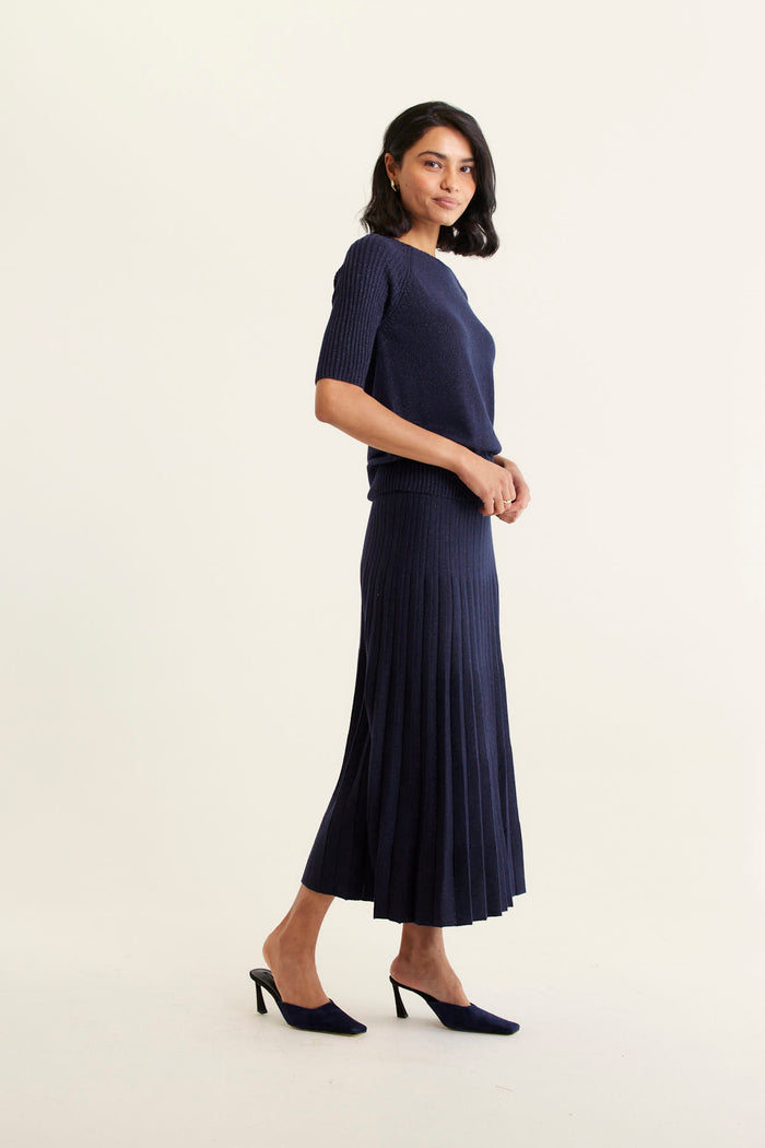 Barney Lurex Top In Navy