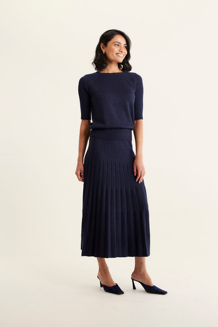 Barney Lurex Top In Navy