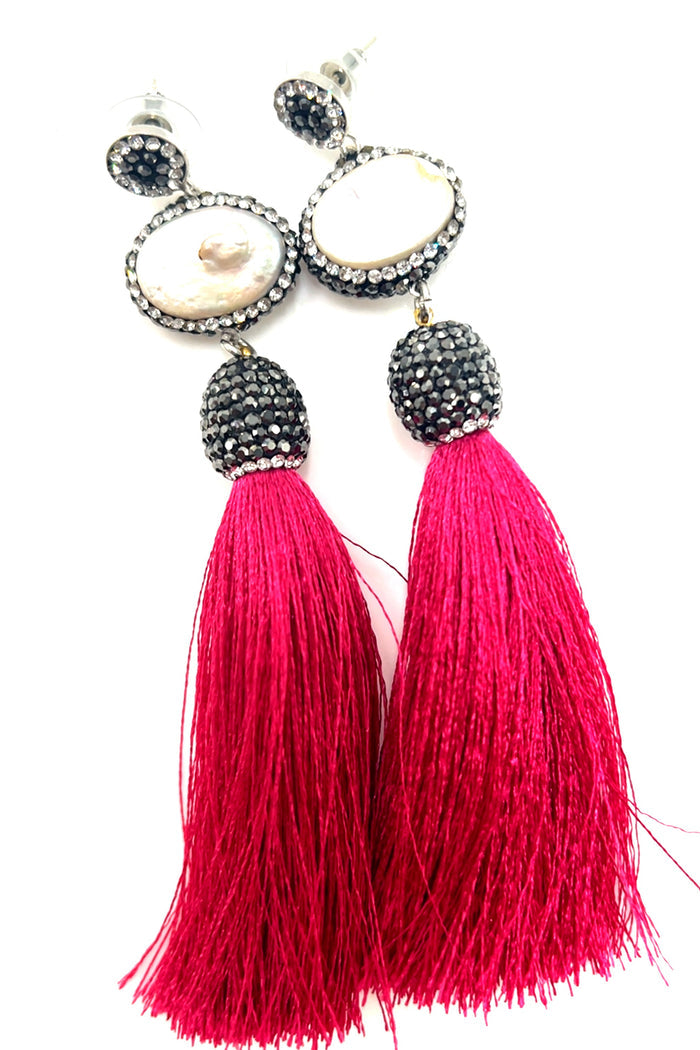 Style the Baroque Pearl 925 Sterling Silver Tassel Earrings exclusively at Born To Glam