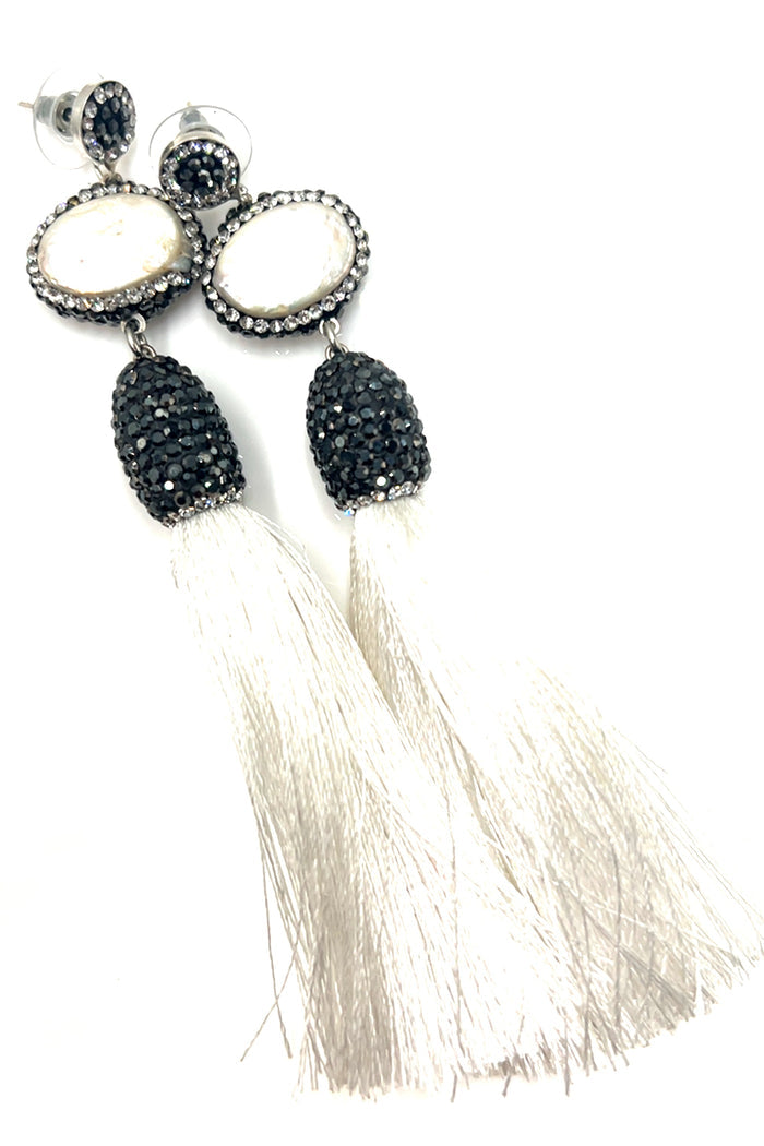 Style the Baroque Pearl 925 Sterling Silver Tassel Earrings exclusively at Born To Glam