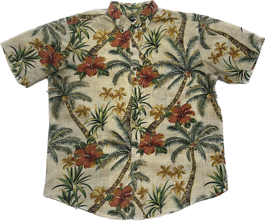 Beige Palmtree Hawaiian Summer Shirt