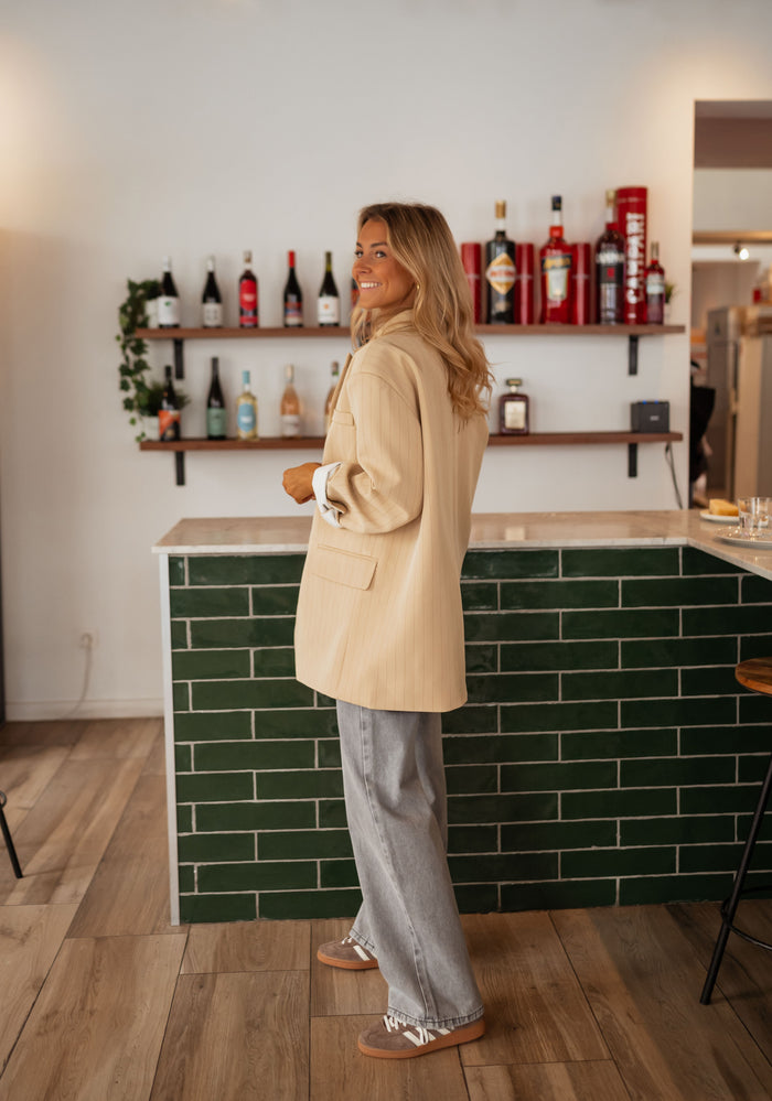 Beige Striped Gaspard Blazer