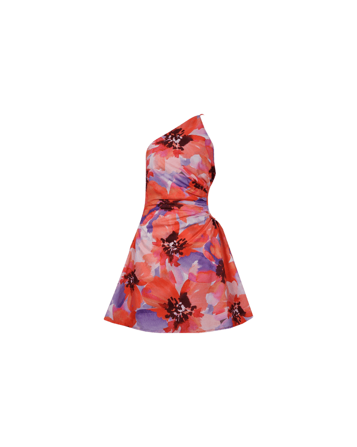 BETTINA CUT OUT MINI DRESS POPPY FLORAL