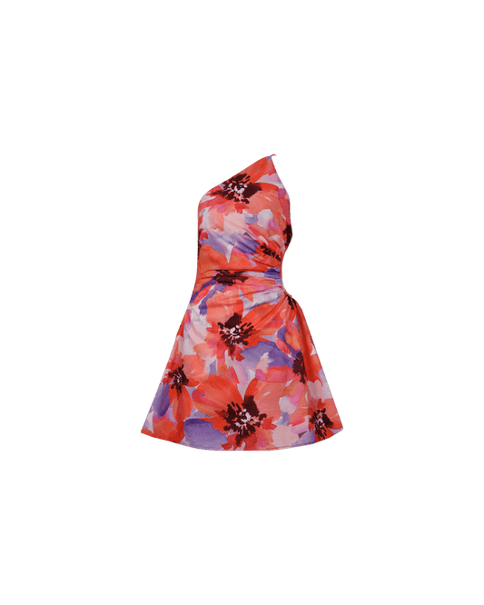 BETTINA CUT OUT MINI DRESS POPPY FLORAL