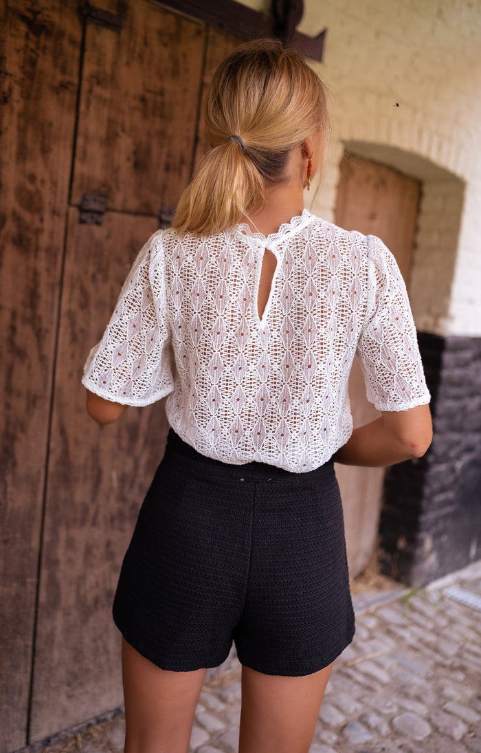 Black Adrian shorts braided-trim patch pocket detail