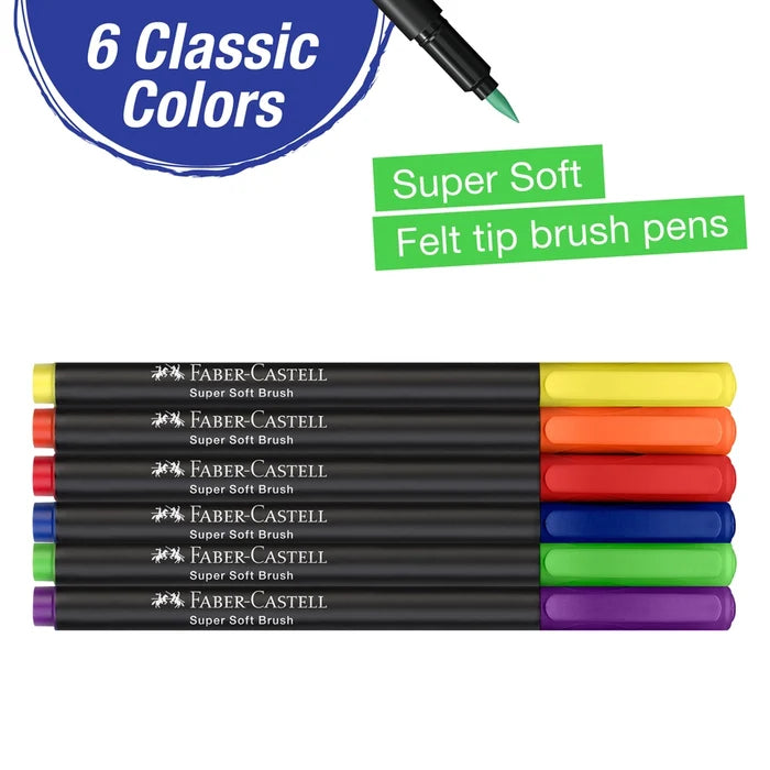 Black Edition Super Soft Brush Pen Markers 6 Ct