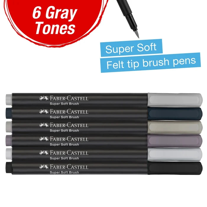 Black Edition Super Soft Brush Pen Markers 6 Ct