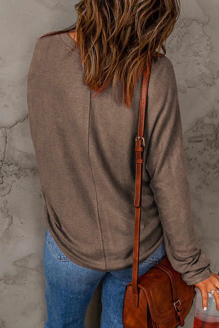 Black Solid Colour Patchwork Long Sleeve Top - Tops/Long Tops