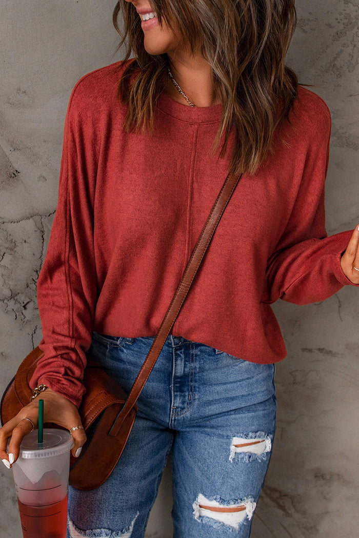 Black Solid Colour Patchwork Long Sleeve Top - Tops/Long Tops