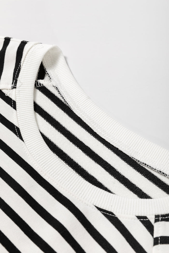 Black Stripe Raglan Sleeve Side Slits Loose Sweatshirt - Tops/Sweatshirts & Hoodies