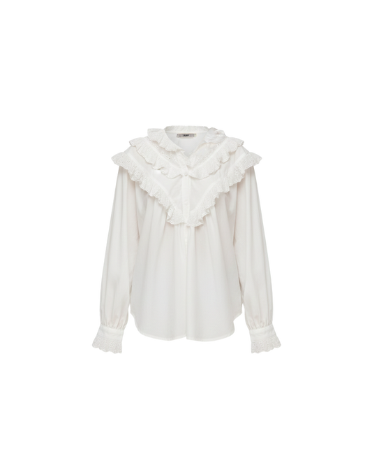BLANCA RUFFLE BLOUSE WHITE