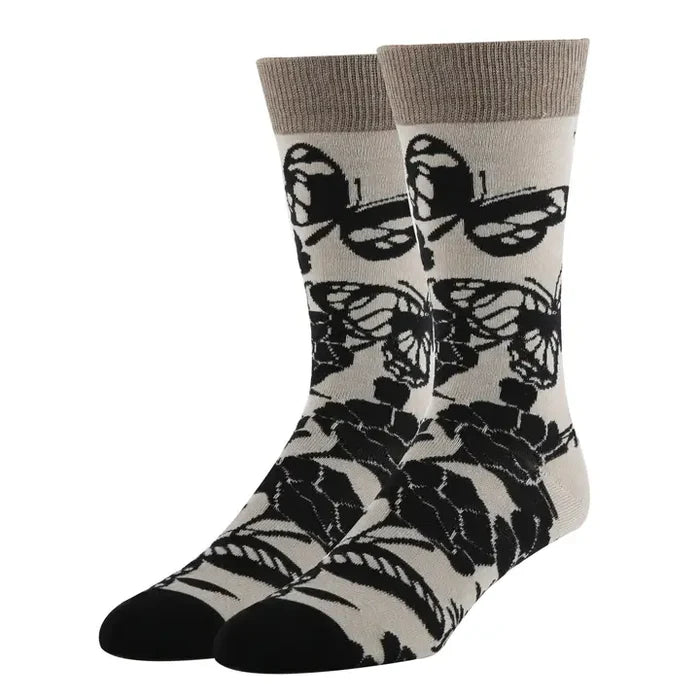 Blossom Butterfly Black Crew Socks