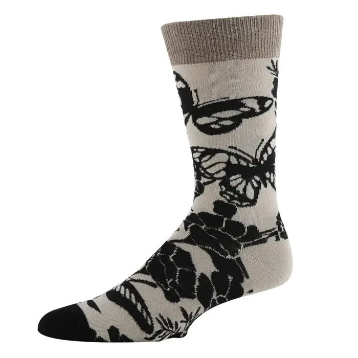 Blossom Butterfly Black Crew Socks