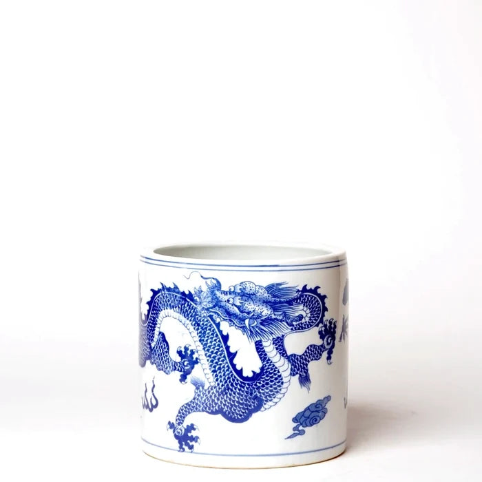 Blue + White Dancing Dragons Cachepot