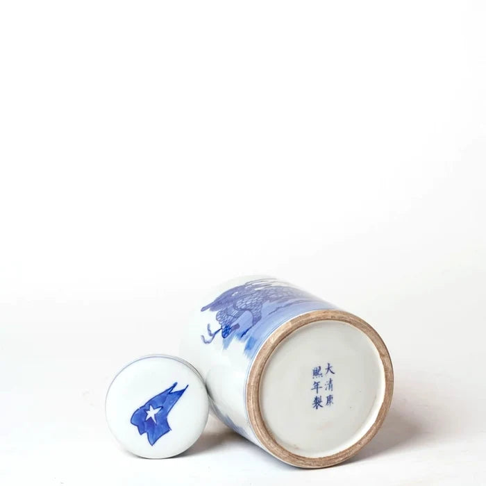 Blue + White Porcelain Mythical Creature Cylinder Caddy