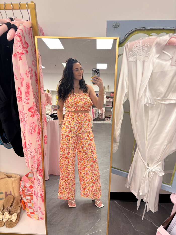 Boho Floral Bandeau and Pants Set - Intimate Whispers