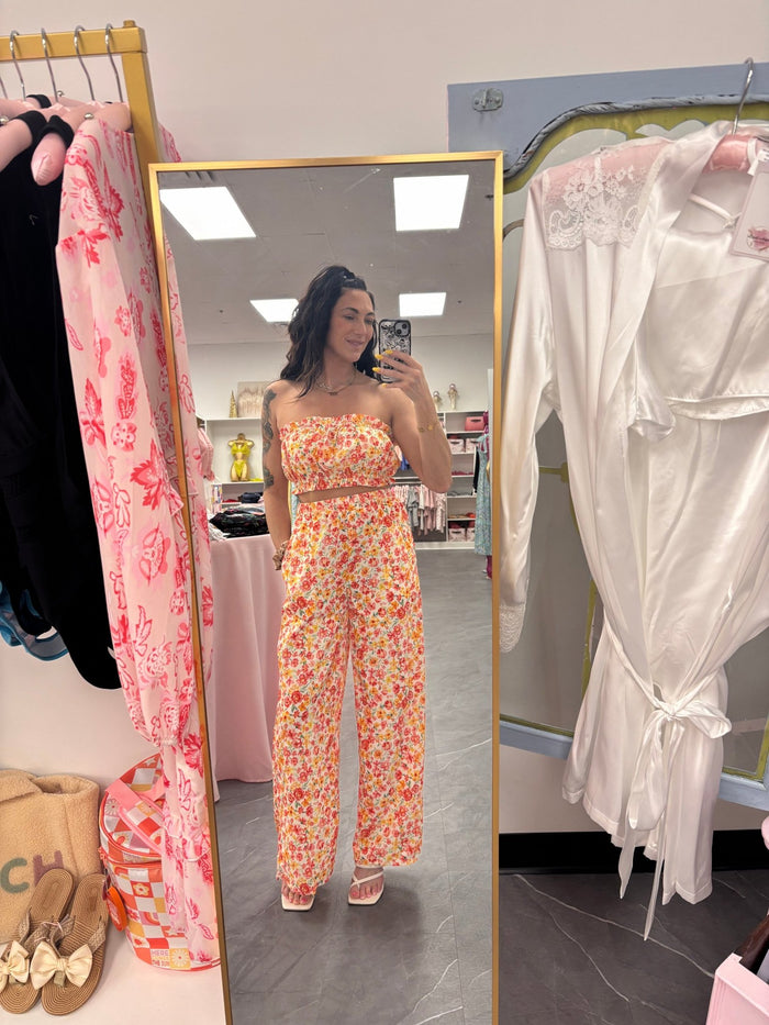 Boho Floral Bandeau and Pants Set - Intimate Whispers
