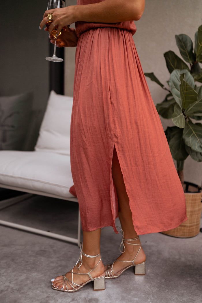 Brick Dalie slip maxi dress back view