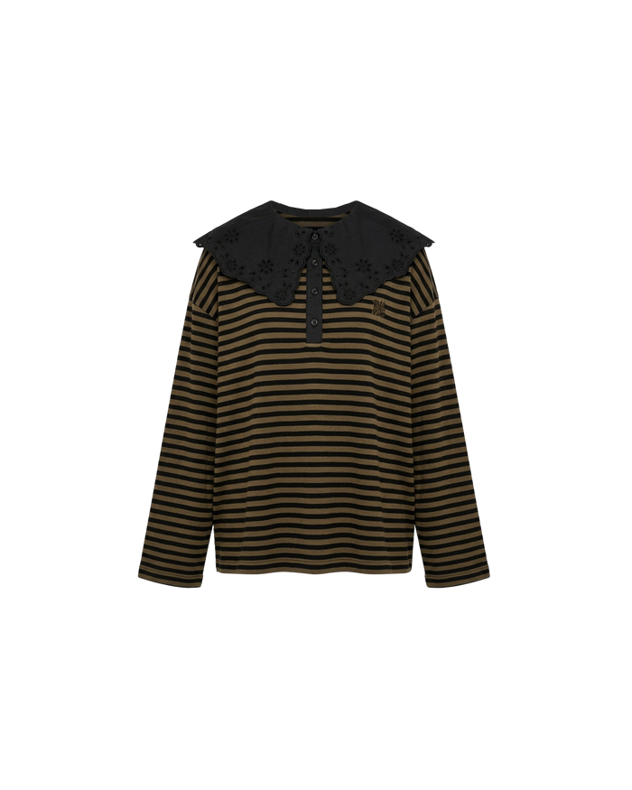 BRODY POLO KHAKI BLACK STRIPE