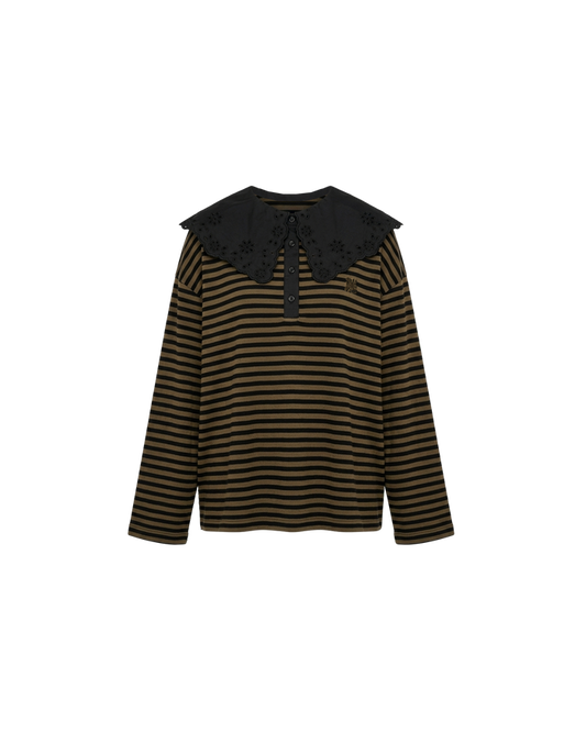 BRODY POLO KHAKI BLACK STRIPE