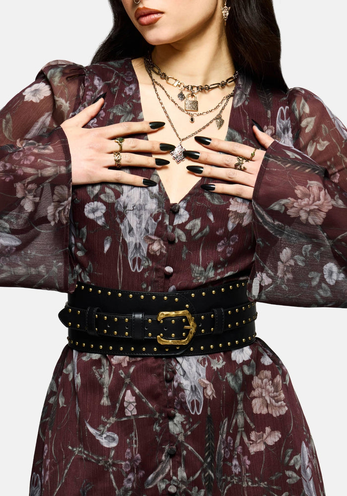 Brux Rivet Detail Buckled Waist Belt