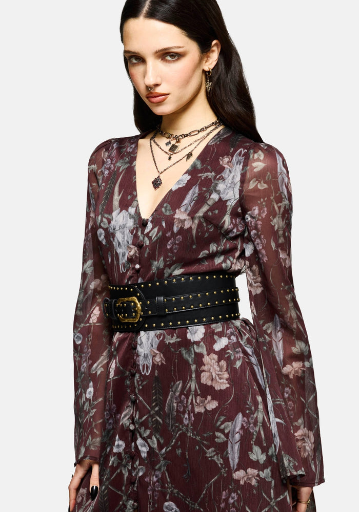 Brux Rivet Detail Buckled Waist Belt
