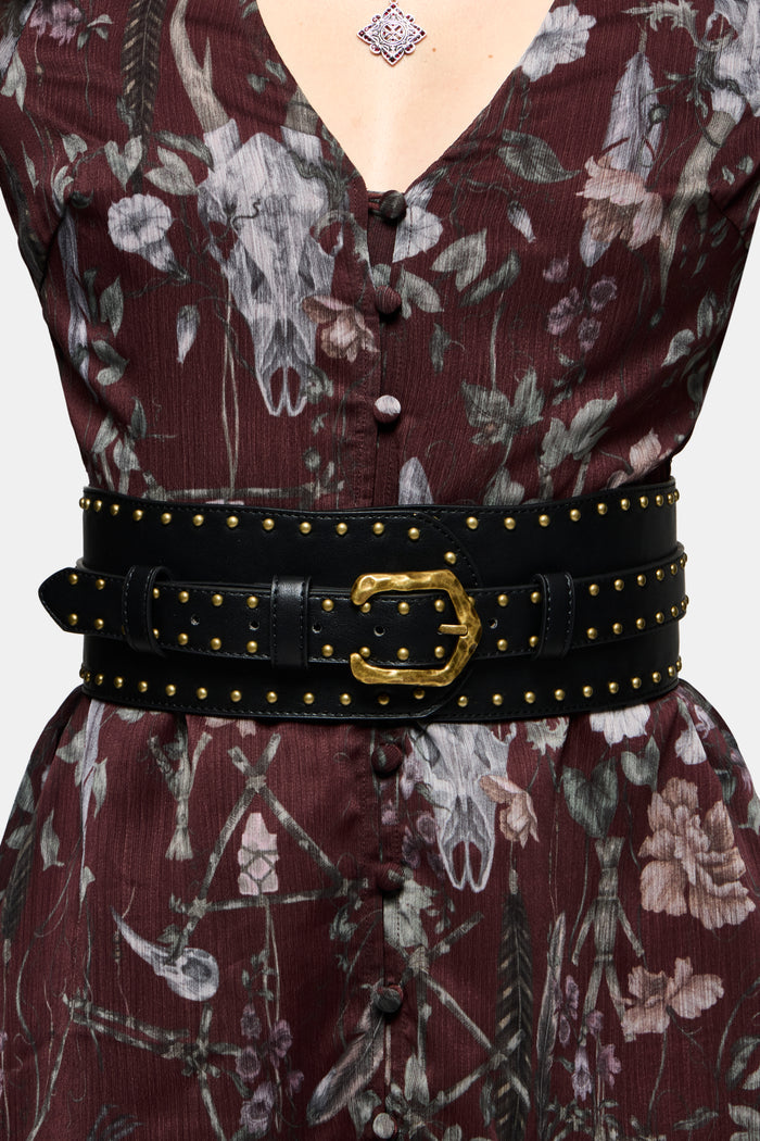 Brux Rivet Detail Buckled Waist Belt