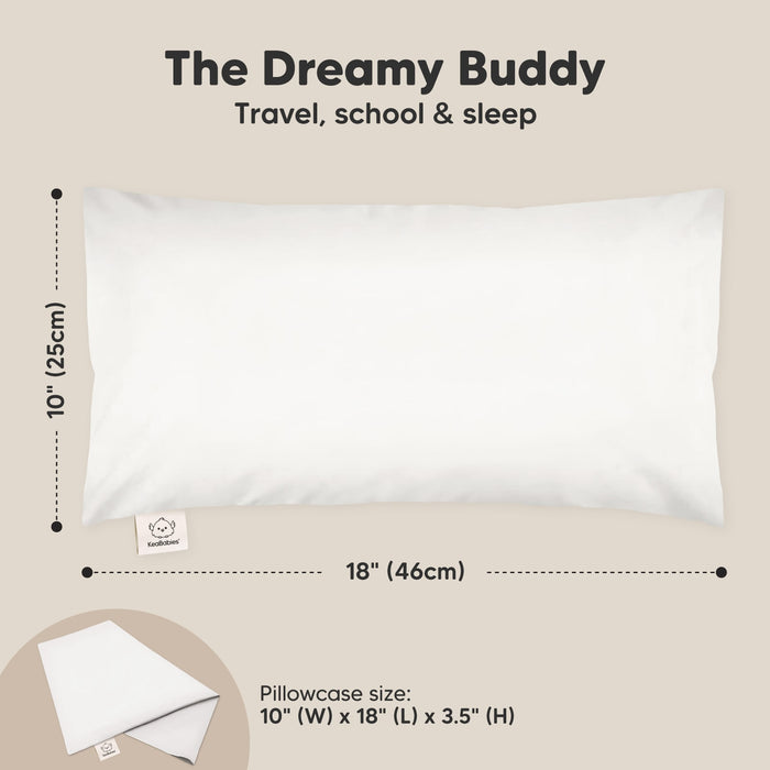 The Dreamy Buddy, Travel, school & sleep,  Size at 10 inches by 18 inches or 25cm by 46cm. Pillowcase size:
10" (W) x 18" (L) x 3.5" (H)