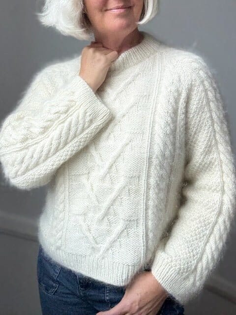 Cable Joy Sweater, knitting kit in Önling No 3 + silk mohair