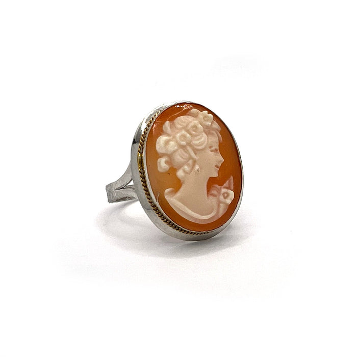 Sterling Silver 16x12mm Art Q Cameo Ring (size 6.5)