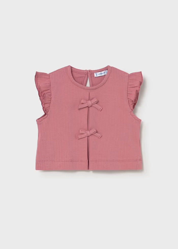 Carly Rib Knit Tie Top - Blush