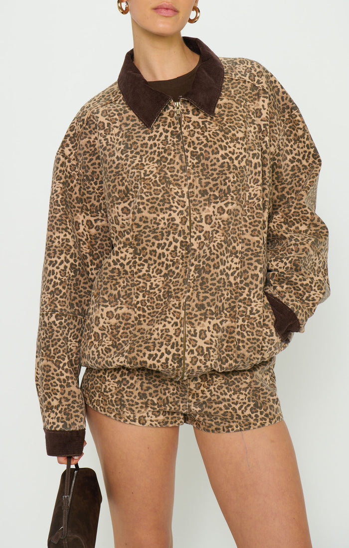 Carter Bomber Jacket ~ Mod Leopard Denim