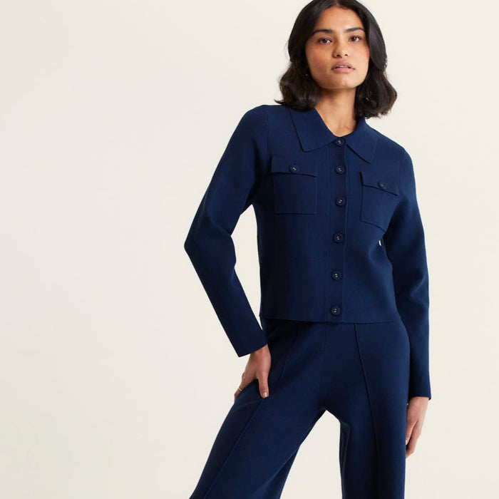 Carter Crepe Knit Jacket In Navy
