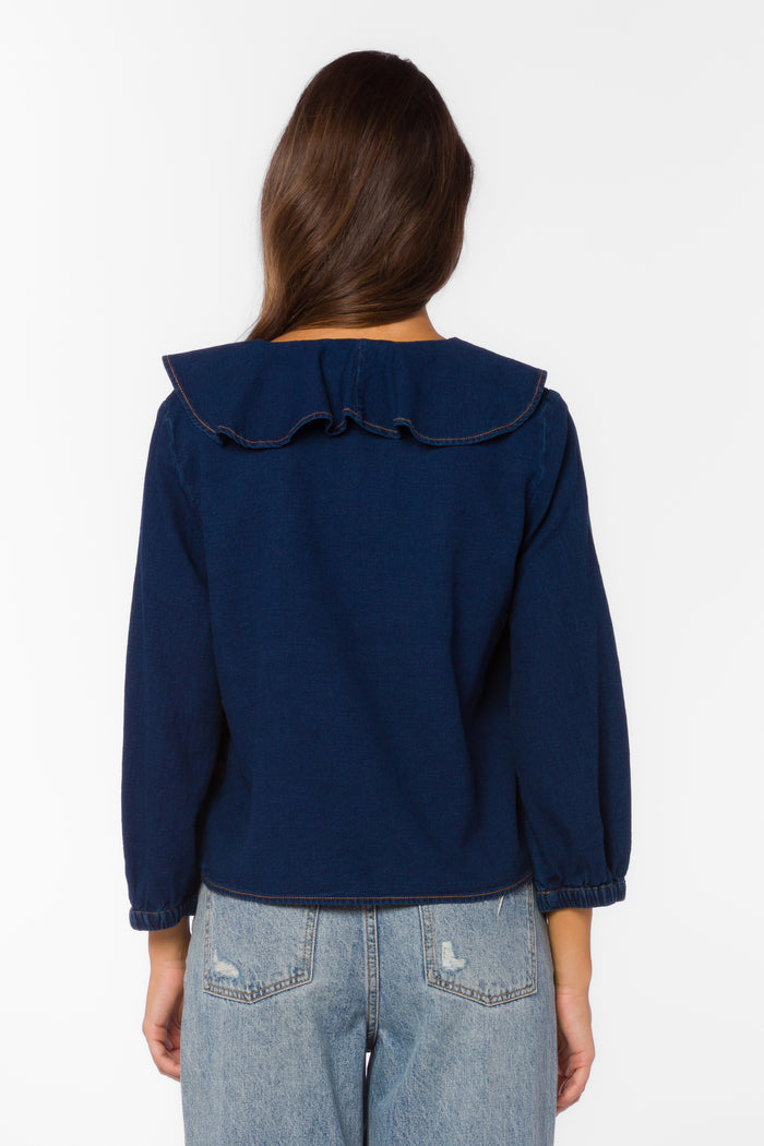 Castania Dark Blue Blouse - Tops - Velvet Heart Clothing